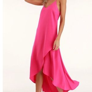 Bright pink high low maxi dress